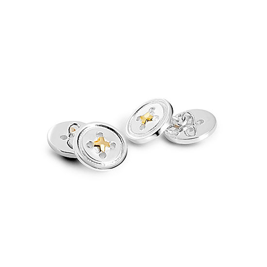 Sterling Silver & Gold Plated Double Buttons Cufflinks from Aspinal of London