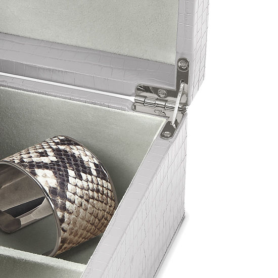 Grand Luxe Jewellery Case in Deep Shine Dove Grey Small Croc from Aspinal of London