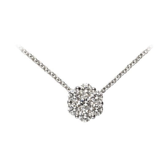 Monaco 0.5ct. Diamond Cluster Pendant Necklace from Aspinal of London