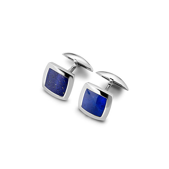 Sterling Silver & Lapis Square Cufflinks from Aspinal of London