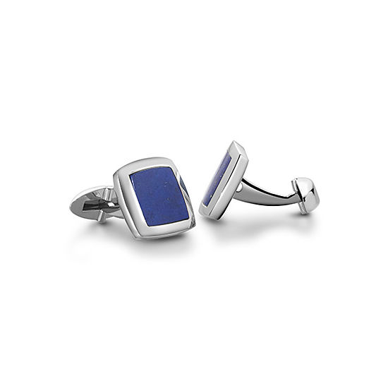 Sterling Silver & Lapis Square Cufflinks from Aspinal of London