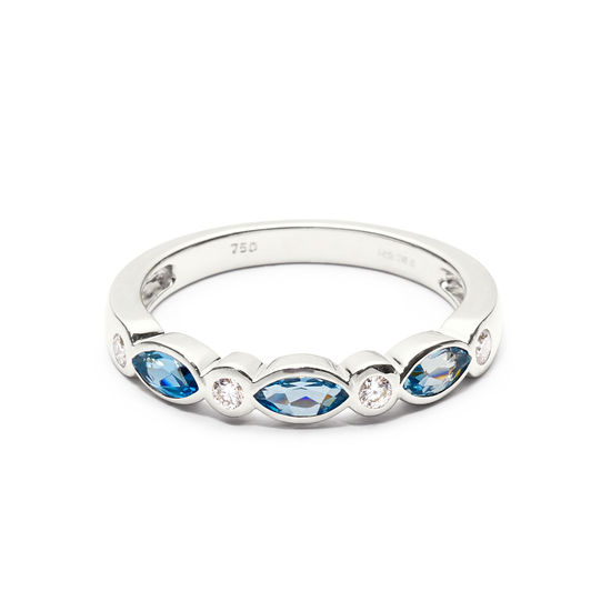 Selene 18ct White Gold Marquise Aquamarine & Diamond Ring from Aspinal of London