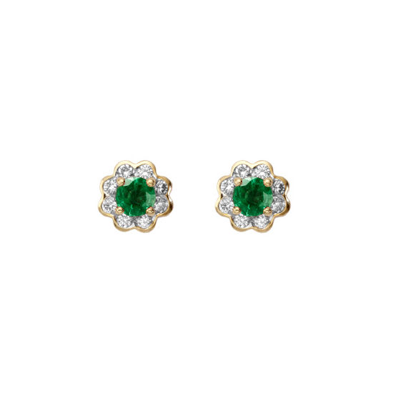 Debutante Emerald & Diamond Stud Earrings from Aspinal of London