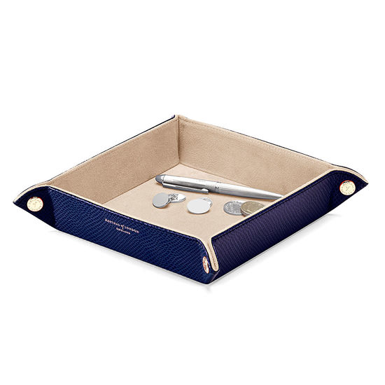 Medium Tidy Tray in Midnight Blue Lizard & Cream Suede from Aspinal of London