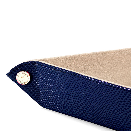 Medium Tidy Tray in Midnight Blue Lizard & Cream Suede from Aspinal of London