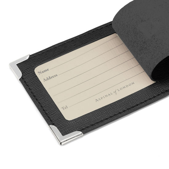 Set of 2 Luggage Tags in Black Saffiano from Aspinal of London