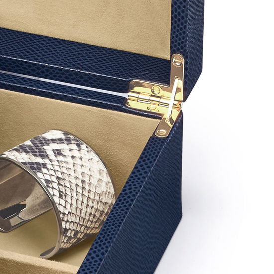 Grand Luxe Jewellery Case in Midnight Blue Lizard from Aspinal of London