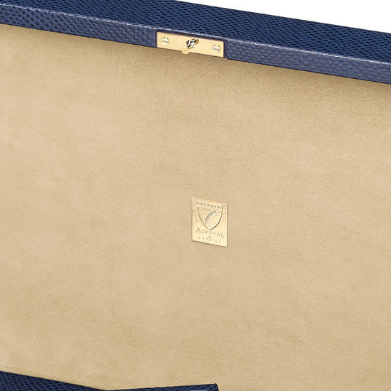 Grand Luxe Jewellery Case in Midnight Blue Lizard from Aspinal of London
