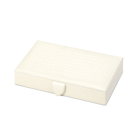 Paris Jewellery Box in Deep Shine Ivory Small Croc from Aspinal of London