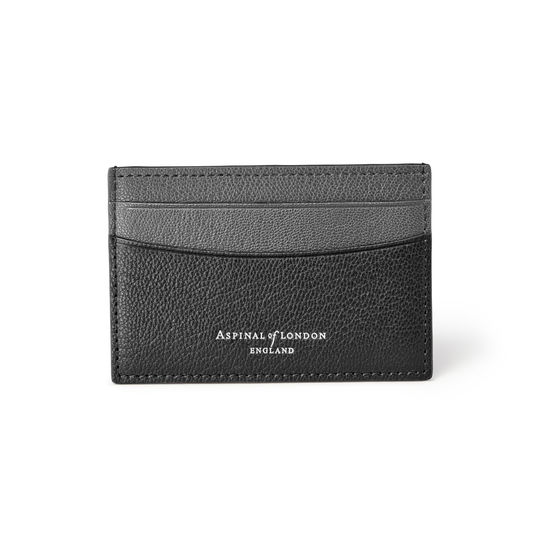Slim Credit Card Holder in Black & Grey Goatskin from Aspinal of London