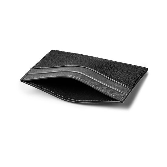 Slim Credit Card Holder in Black & Grey Goatskin from Aspinal of London