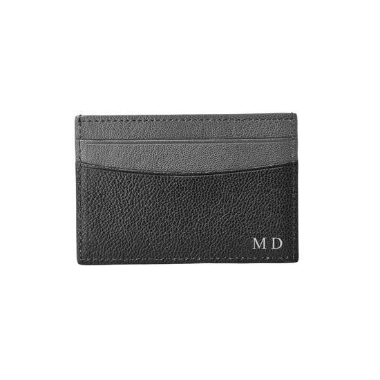 Slim Credit Card Holder in Black & Grey Goatskin from Aspinal of London