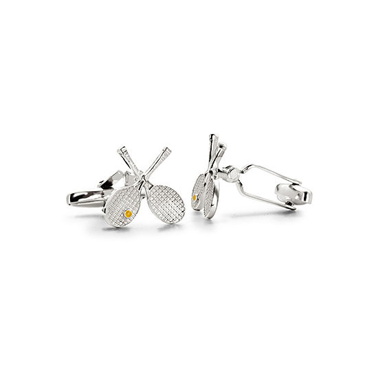 Sterling Silver Tennis Racquet Cufflinks from Aspinal of London