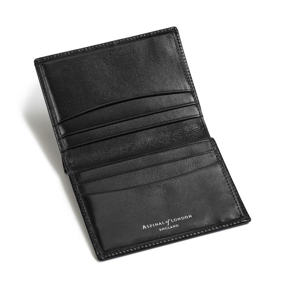 Credit Card Wallet with Notes Pocket in Smooth Black from Aspinal of London