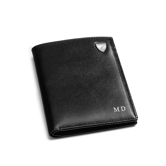 Credit Card Wallet with Notes Pocket in Smooth Black from Aspinal of London