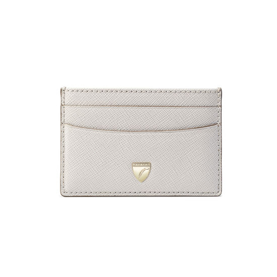 Slim Credit Card Holder in Light Grey Saffiano from Aspinal of London