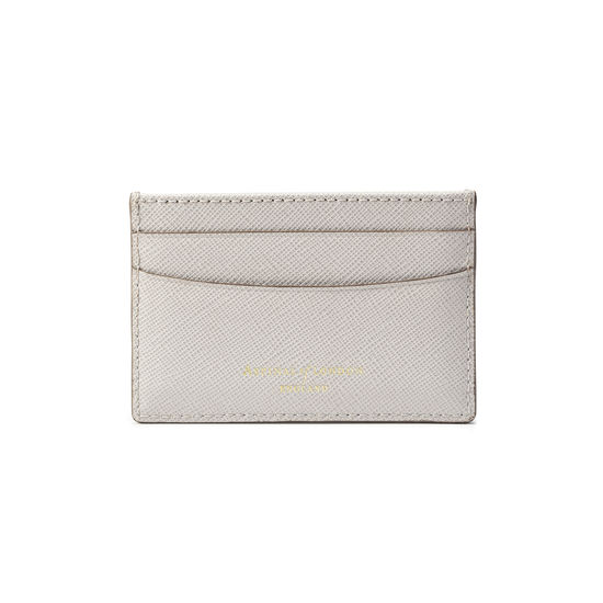 Slim Credit Card Holder in Light Grey Saffiano from Aspinal of London