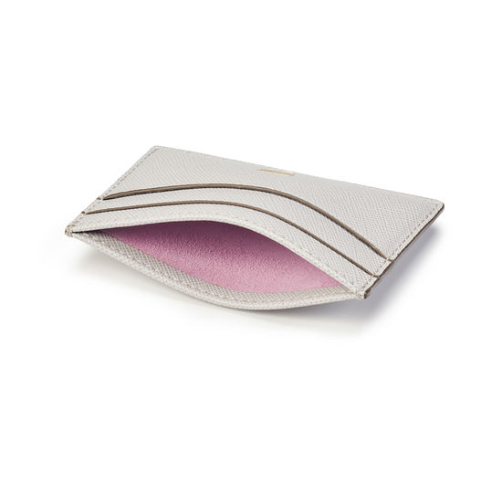Slim Credit Card Holder in Light Grey Saffiano from Aspinal of London