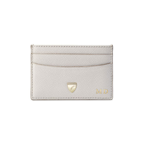 Slim Credit Card Holder in Light Grey Saffiano from Aspinal of London
