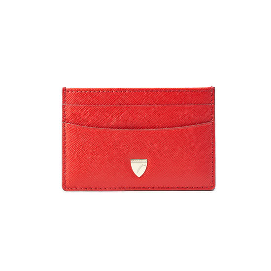 Slim Credit Card Holder in Scarlet Saffiano | Aspinal of London