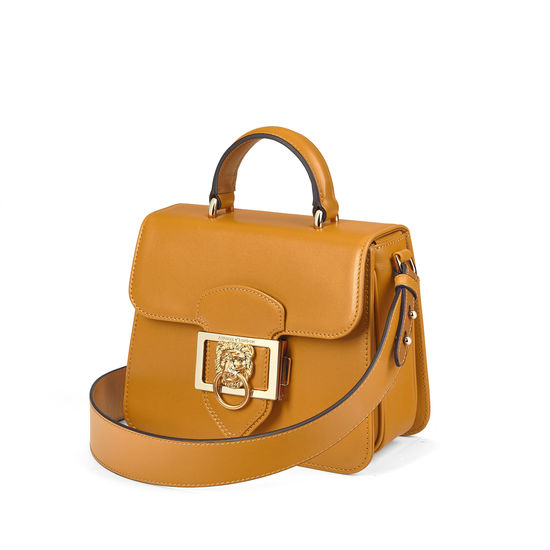 Small Lion Lansdowne Bag in Smooth Mustard from Aspinal of London