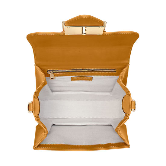 Small Lion Lansdowne Bag in Smooth Mustard from Aspinal of London