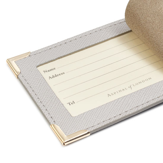Set of 2 Luggage Tags in Light Grey Saffiano from Aspinal of London