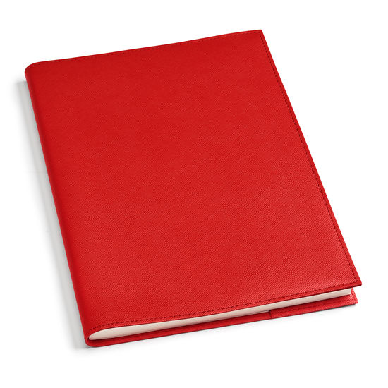 A4 Refillable Leather Journal in Scarlet Saffiano from Aspinal of London
