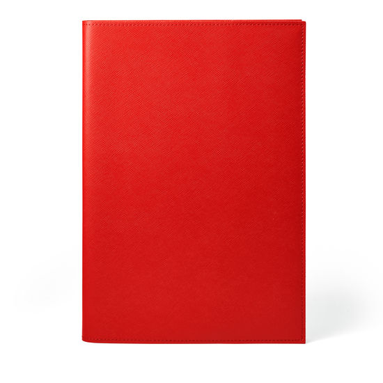 A4 Refillable Leather Journal in Scarlet Saffiano from Aspinal of London