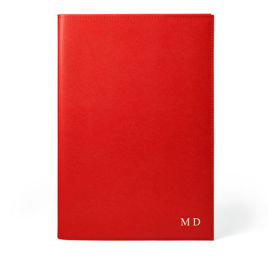 A4 Refillable Leather Journal in Scarlet Saffiano from Aspinal of London