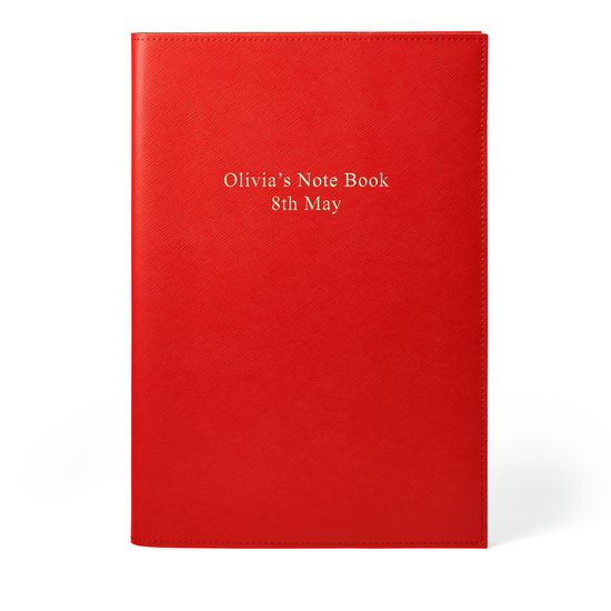 A4 Refillable Leather Journal in Scarlet Saffiano from Aspinal of London