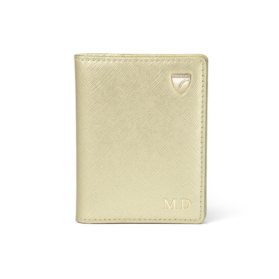 ID & Travel Card Holder in Gold Saffiano Aspinal of London