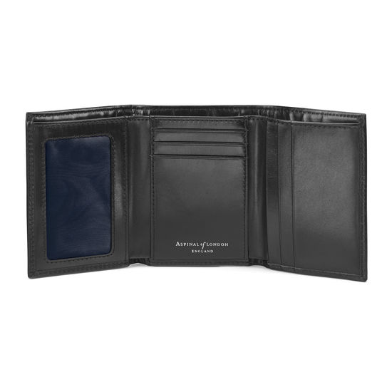 Trifold Wallet in Smooth Black from Aspinal of London