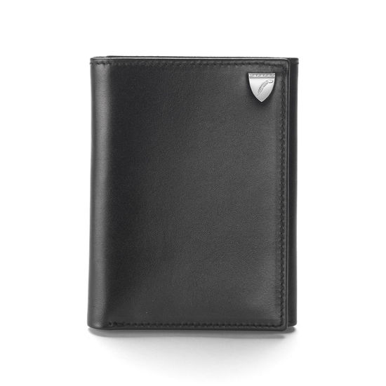 Trifold Wallet in Smooth Black from Aspinal of London
