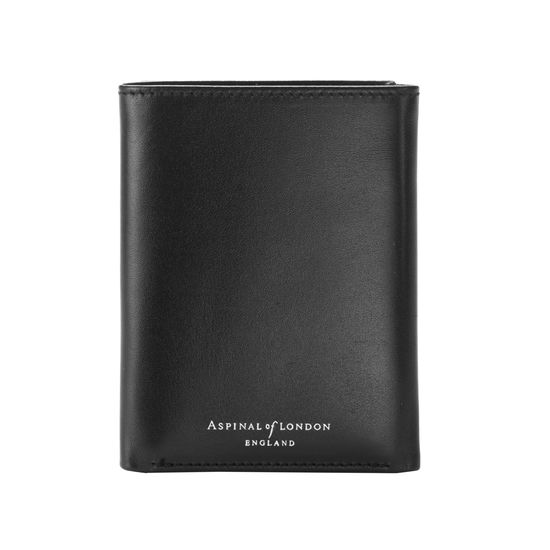 Trifold Wallet in Smooth Black from Aspinal of London
