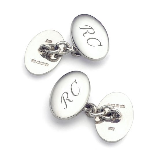 Classic Double Domed Sterling Silver Cufflinks from Aspinal of London