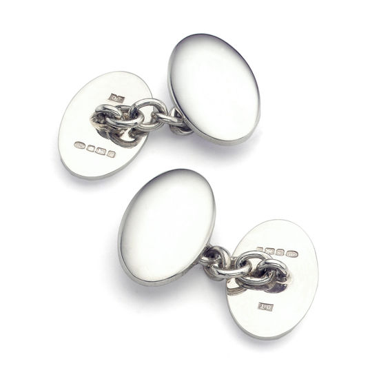 Classic Double Domed Sterling Silver Cufflinks from Aspinal of London