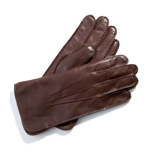 Men’s Cashmere Lined Leather Gloves in Brown from Aspinal of London
