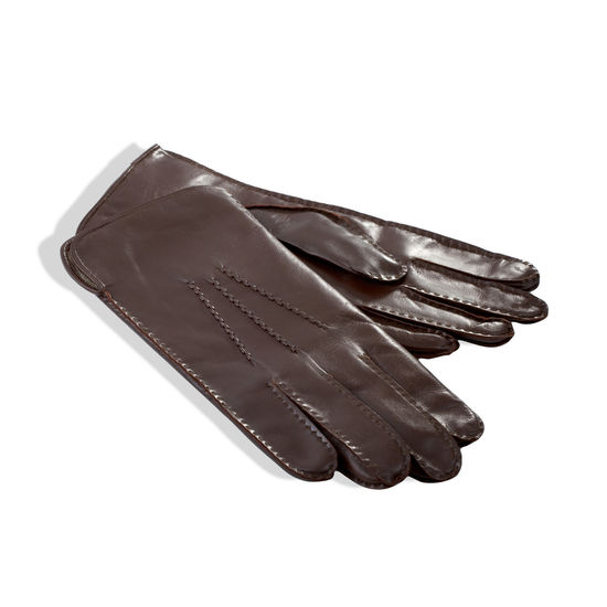 Men’s Cashmere Lined Leather Gloves in Brown from Aspinal of London