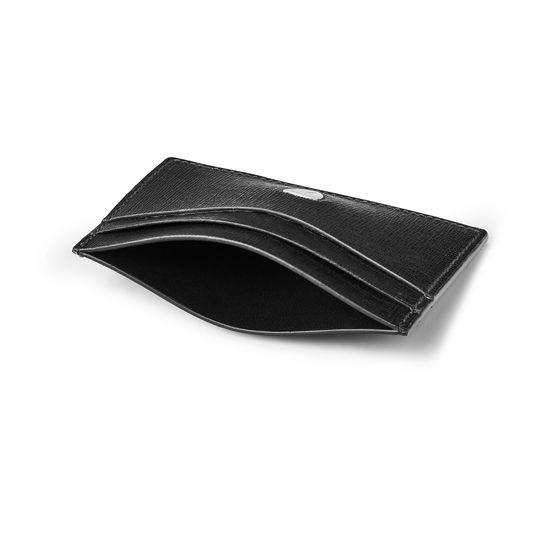 Slim Credit Card Holder in Black Saffiano from Aspinal of London