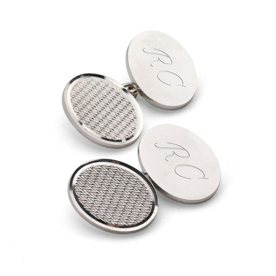 Classic Engine Turned Sterling Silver Cufflinks from Aspinal of London