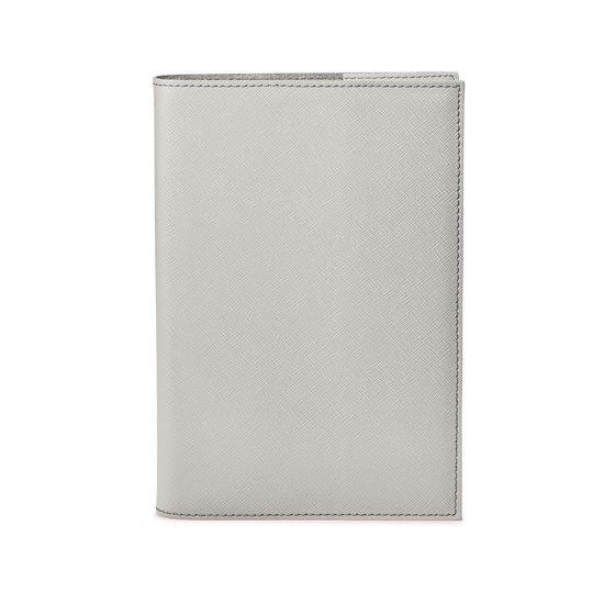 A5 Refillable Leather Journal in Light Grey Saffiano from Aspinal of London
