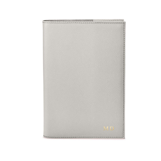 A5 Refillable Leather Journal in Light Grey Saffiano from Aspinal of London