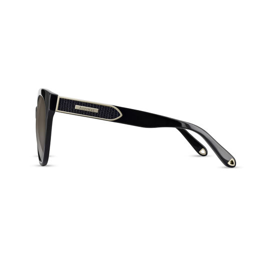 Verona Sunglasses in Black Acetate & Leather from Aspinal of London