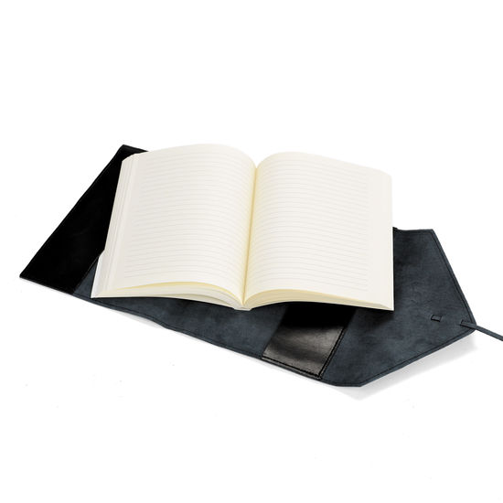 Envelope Wrap A5 Refillable Leather Journal in Black from Aspinal of London