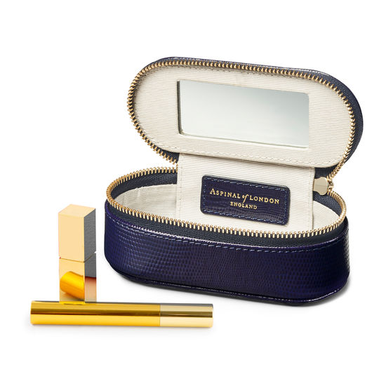 Handbag Tidy All in Midnight Blue Silk Lizard from Aspinal of London