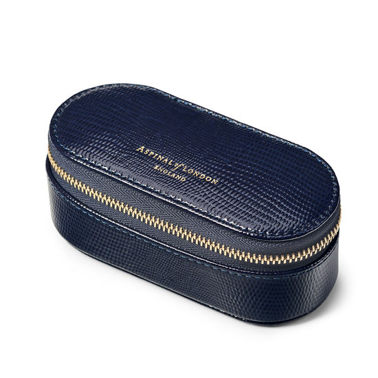 Handbag Tidy All in Midnight Blue Silk Lizard from Aspinal of London