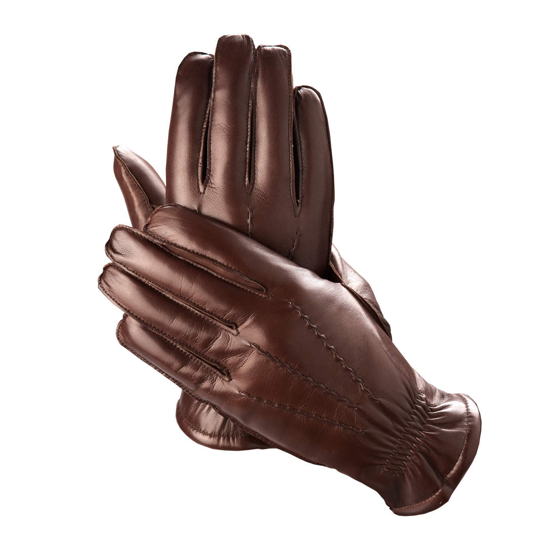 Mens Sheepskin Lined Leather Gloves in Brown Aspinal
