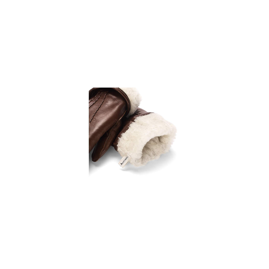 Mens Sheepskin Lined Leather Gloves in Brown Aspinal