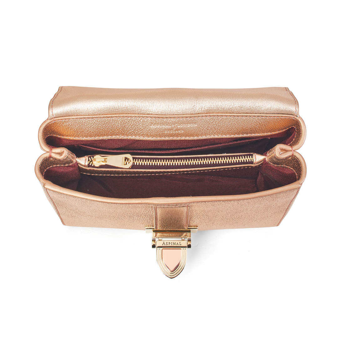 Rose Gold Metallic Lottie Bag Aspinal of London
